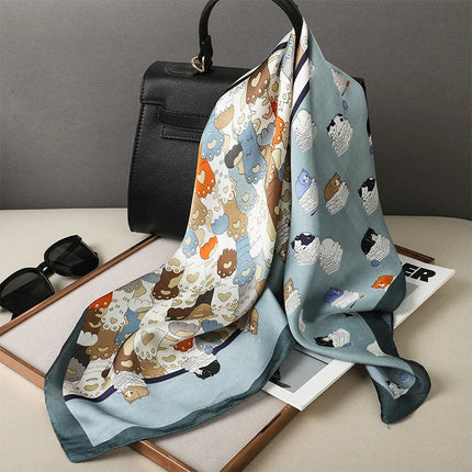 Sophie Silk Charm Scarf | Plaid Pattern, Versatile Accessory 37
