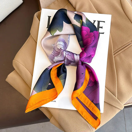 Sophie Silk Charm Scarf | Plaid Pattern, Versatile Accessory 41
