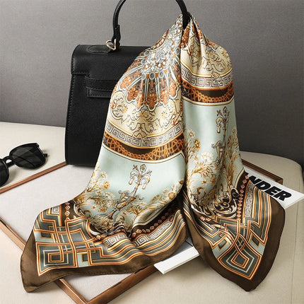 Sophie Silk Charm Scarf | Plaid Pattern, Versatile Accessory 46
