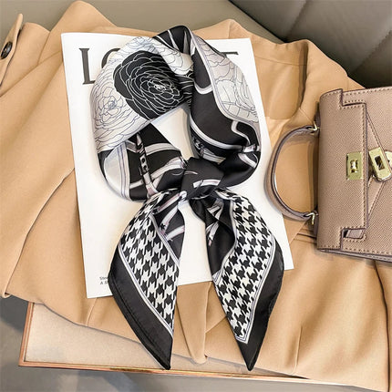 Sophie Silk Charm Scarf | Plaid Pattern, Versatile Accessory 47