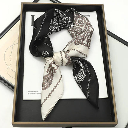 Sophie Silk Charm Scarf | Plaid Pattern, Versatile Accessory 49