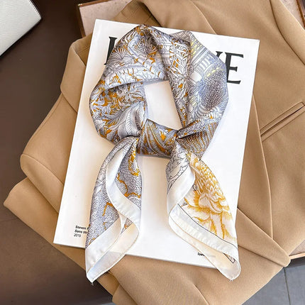 Sophie Silk Charm Scarf | Plaid Pattern, Versatile Accessory 60