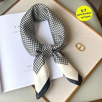 Sophie Silk Charm Scarf | Plaid Pattern, Versatile Accessory 62