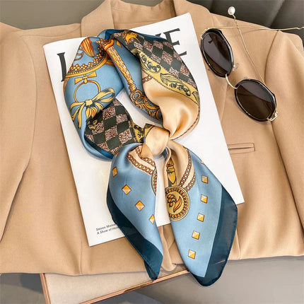 Sophie Silk Charm Scarf | Plaid Pattern, Versatile Accessory 65