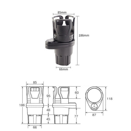 Space Saver | 2-in-1 Car Cup Holder with Adjustable Base | Rotating Design for Easy Access 3