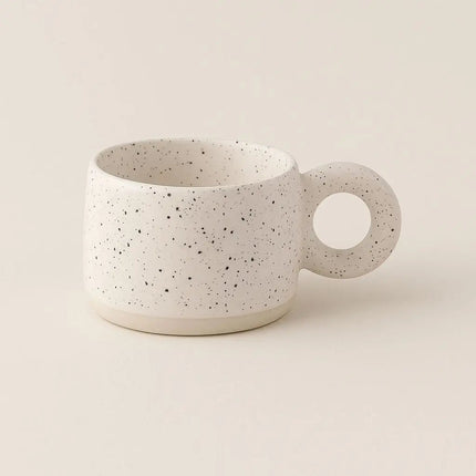 Ceramic Coffee Mug, Speckled Ceramic Coffee Cup with Round Handle, Retro Tea Mug, Coffee Lover Gift