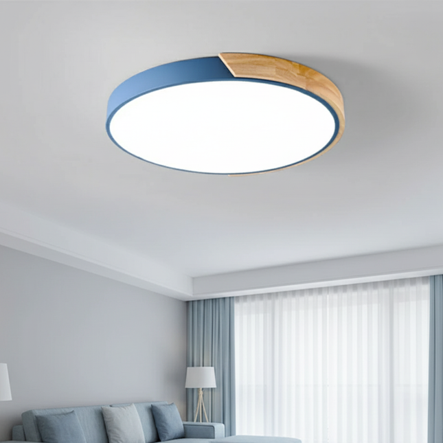 Splice Wood | Flush Mount Ceiling Light with Dimmable Feature | Modern Japandi Design for Cozy Ambiance 1