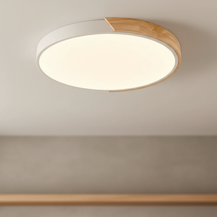 Splice Wood | Flush Mount Ceiling Light with Dimmable Feature | Modern Japandi Design for Cozy Ambiance 7