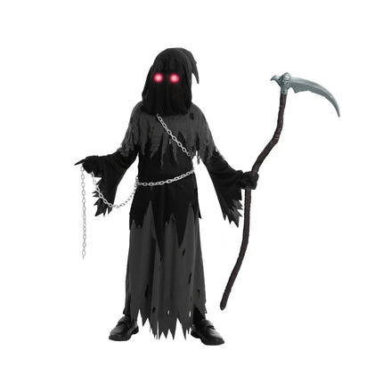 Spooky Costume Collection | Grim Reaper Hooded Robe Set with Glowing Eyes | Perfect for Halloween Fun 5