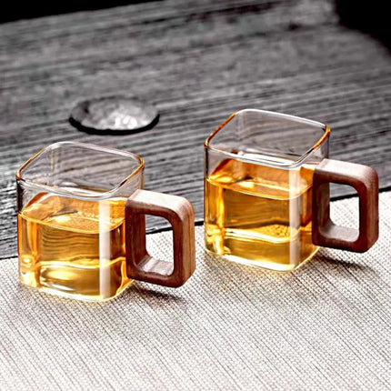 Glass Coffee Mug with Wood Handle, Small Espresso Mug – image 6
