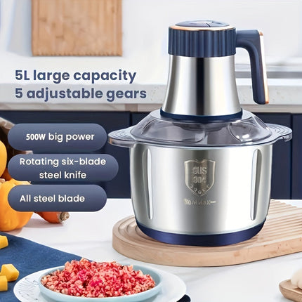 Stainless Steel Food Processor, Vegetable Chopper with 6 Blades