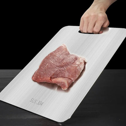 Stainless Steel Cutting Board with Handle, Non Porous Meat Cutting Board for Kitchen – image 4