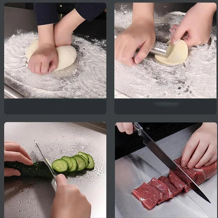 Stainless Steel Cutting Board with Non-Slip Base & Spill-Proof Edge | Hygienic Kitchen Essential for Safe Food Preparation 3