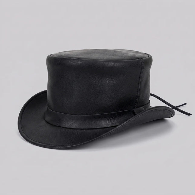 Steampunk Top Hat | Leather Finish with Shapeable Brim | Unique Style for Festivals and Events 0