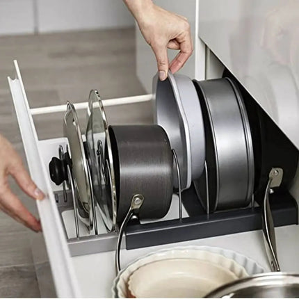 Kitchen Cabinet Organizer, Adjustable Stainless Steel Pot Lid Organizer