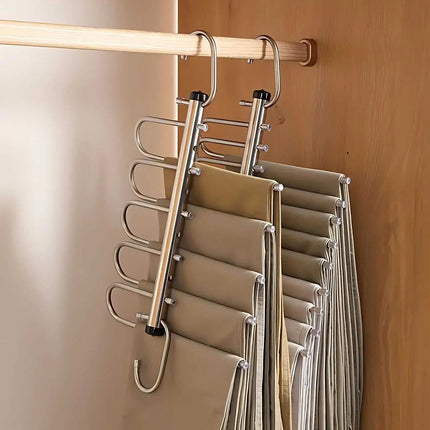 Space Saving Pants Hanger, Stainless Steel Clothes Hanger with Rotating Hooks – image 4