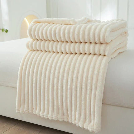 StripeWarm | Wide Flannel Fleece Blanket with Ultra-Soft Texture | Cozy Design for Autumn and Winter Comfort 1
