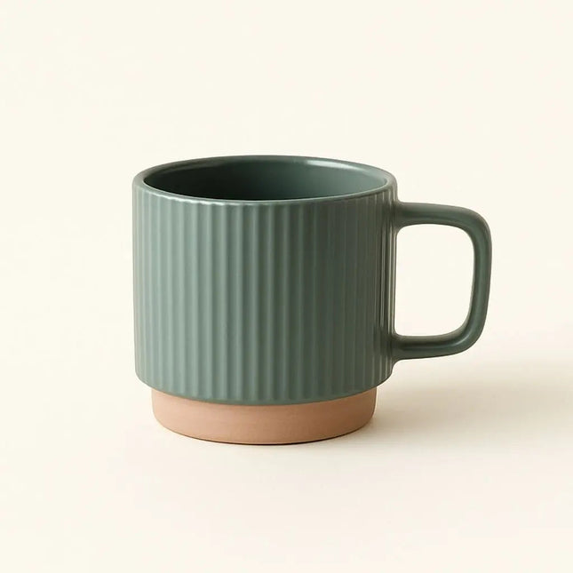 Coffee Mug, Striped Ceramic Mug with Handle