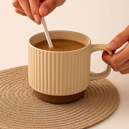 Coffee Mug, Striped Ceramic Mug with Handle – image 5