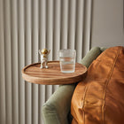 Stylish Clip-On Tray Table for Sofa with Solid Wood Design | Elegant Walnut Finish for Convenience 0