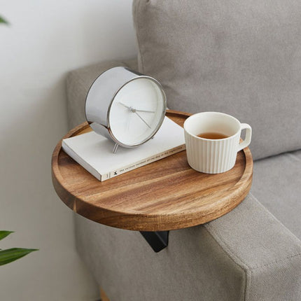 Stylish Clip-On Tray Table for Sofa with Solid Wood Design | Elegant Walnut Finish for Convenience 2