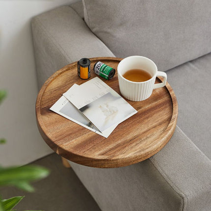 Stylish Clip-On Tray Table for Sofa with Solid Wood Design | Elegant Walnut Finish for Convenience 7