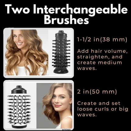 Stylish Hair | Rotating Hair Dryer Brush with Dual Brush Heads | Effortless Volumizing and Curling for All Hair Types 5