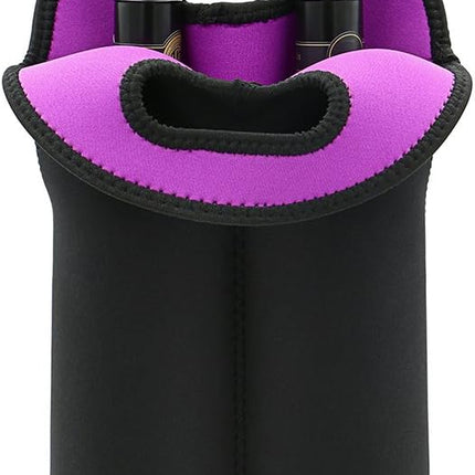 Stylish Insulated Dual-Bottle Wine Carrier with Neoprene Protection for Safe Travel 0