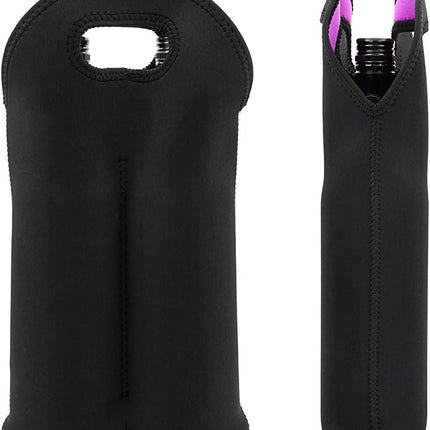 Stylish Insulated Dual-Bottle Wine Carrier with Neoprene Protection for Safe Travel 8