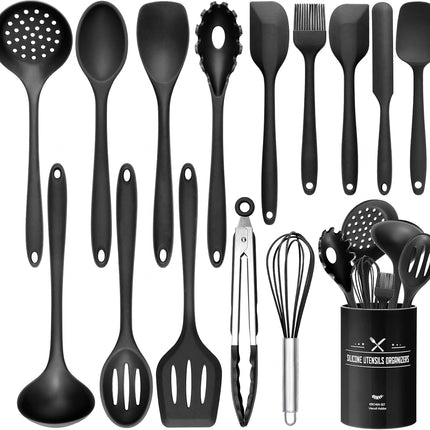 Stylish Kitchen Utensils Set | Black Silicone with Non-Stick & Heat-Resistant Features | Essential Tools for Effortless Cooking 0