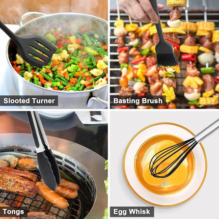 Stylish Kitchen Utensils Set | Black Silicone with Non-Stick & Heat-Resistant Features | Essential Tools for Effortless Cooking 3