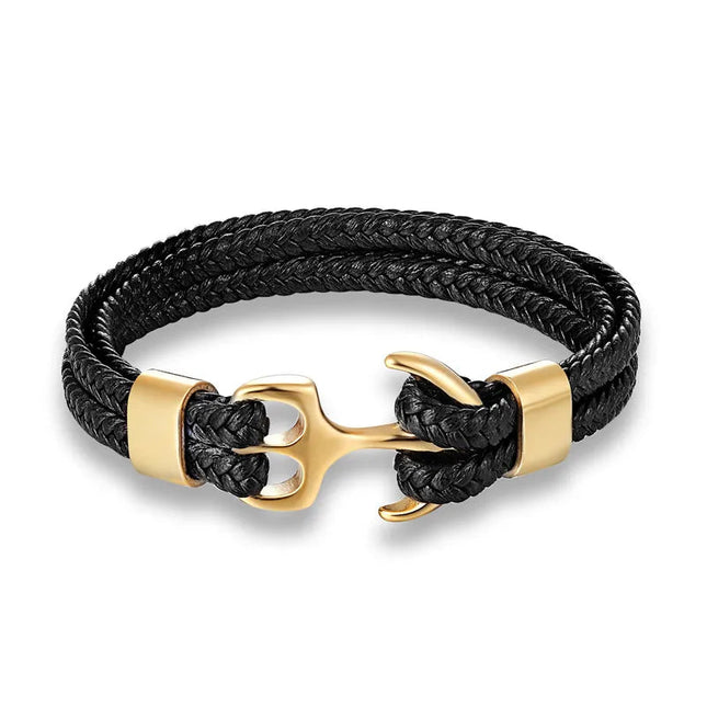 Stylish Leather Bracelet with Nautical Anchor Design for Unique Fashion 0