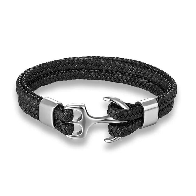 Stylish Leather Bracelet with Nautical Anchor Design for Unique Fashion 1