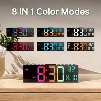 Stylish RGB Wall Clock with Large LED Display & Remote Control | Multi-Color Modes for Ambiance 5