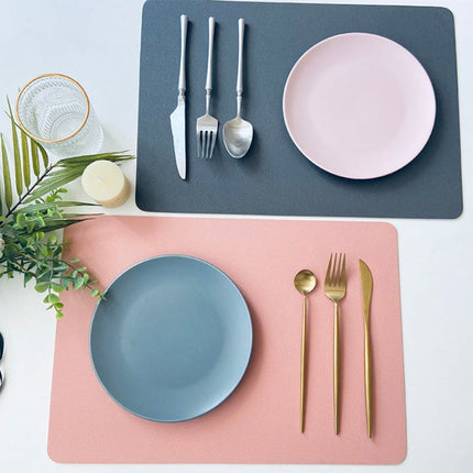 Stylish Rectangle PU Leather Placemats with Non-Slip Bottoms | Waterproof & Heat Resistant for Table Protection 1