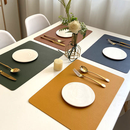 Stylish Rectangle PU Leather Placemats with Non-Slip Bottoms | Waterproof & Heat Resistant for Table Protection 2