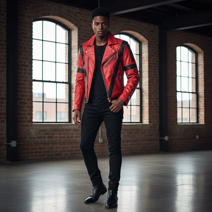 Stylish Red Leather-Look Biker Jacket | Hooded Zip-Up Cosplay Costume for Unisex 2