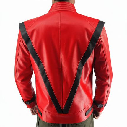 Stylish Red Leather-Look Biker Jacket | Hooded Zip-Up Cosplay Costume for Unisex 3