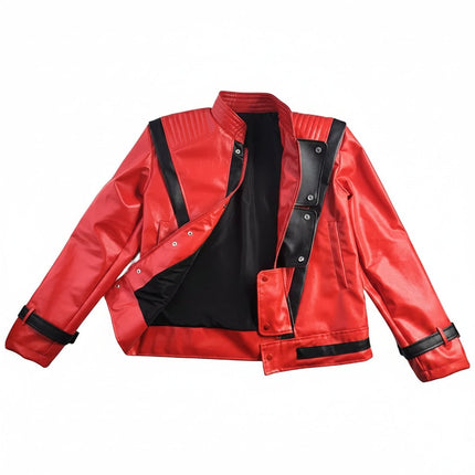 Stylish Red Leather-Look Biker Jacket | Hooded Zip-Up Cosplay Costume for Unisex 4