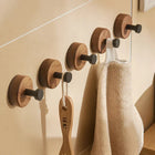 Stylish Wall Hook Rack | Self-Adhesive Wood and Metal Design for Space-Saving Organization 0