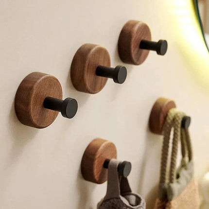 Stylish Wall Hook Rack | Self-Adhesive Wood and Metal Design for Space-Saving Organization 1