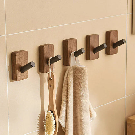 Stylish Wall Hook Rack | Self-Adhesive Wood and Metal Design for Space-Saving Organization 4