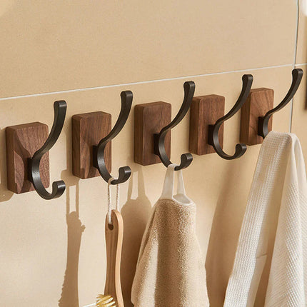Stylish Wall Hook Rack | Self-Adhesive Wood and Metal Design for Space-Saving Organization 6