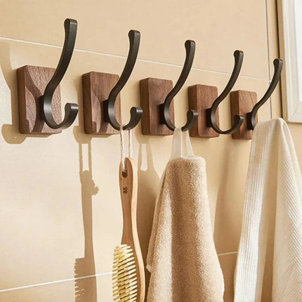 Stylish Wall Hook Rack | Self-Adhesive Wood and Metal Design for Space-Saving Organization 7