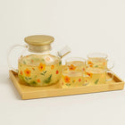 Glass Tea Set with Cups, Sunflower Glass Kettle, Semi Automatic Magnetic Tea Maker, Gift Set for Tea Lovers