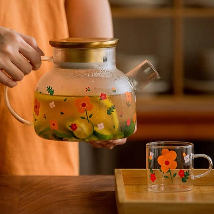 Glass Tea Set with Cups, Semi Automatic Magnetic Tea Maker