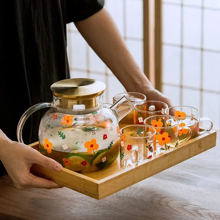 Glass Tea Set with Cups, Gift Set for Tea Lovers – image 4