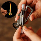 Survival Fire Starter, Refillable Lighter Keychain with Bottle Opener, Everyday Carry Gear for Camping and Hiking Gear