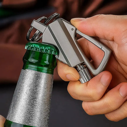 Survival Fire Starter, Refillable Lighter Keychain with Bottle Opener