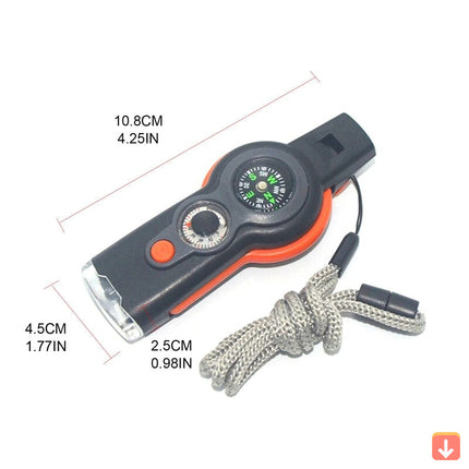 Survival Essentials | Multi Tool 7-in-1 Hiking Whistle with LED Light | Compact Gear for Outdoor Adventures 6